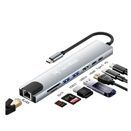 Neolink 8-in-1 USB-C Hub Adapter, HDMI 4K output, RJ45