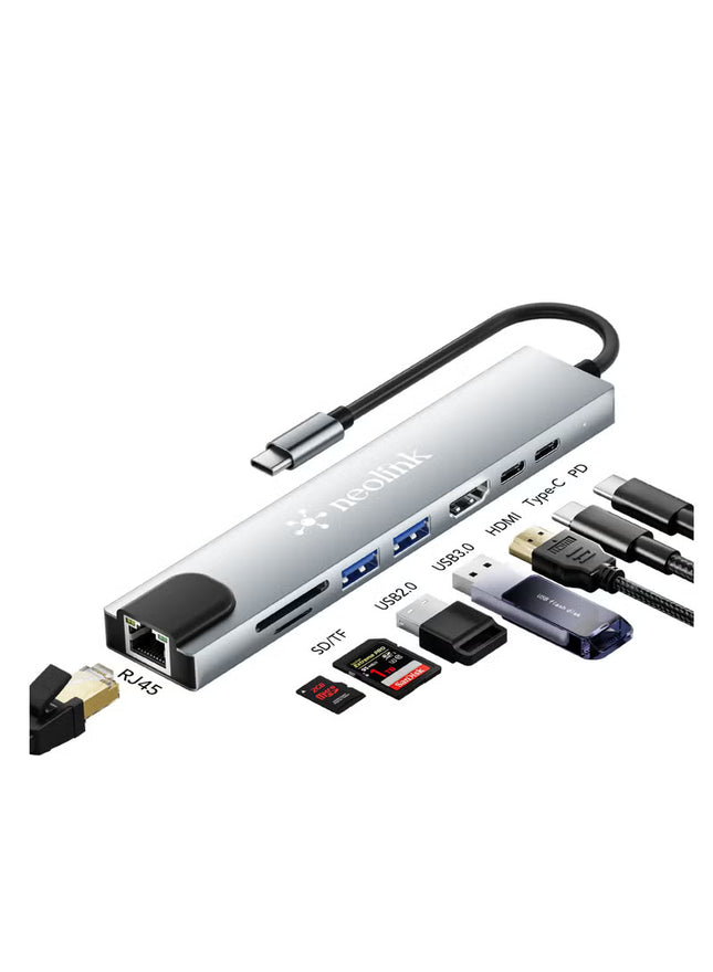 Neolink 8-in-1 USB-C Hub Adapter, HDMI 4K output, RJ45