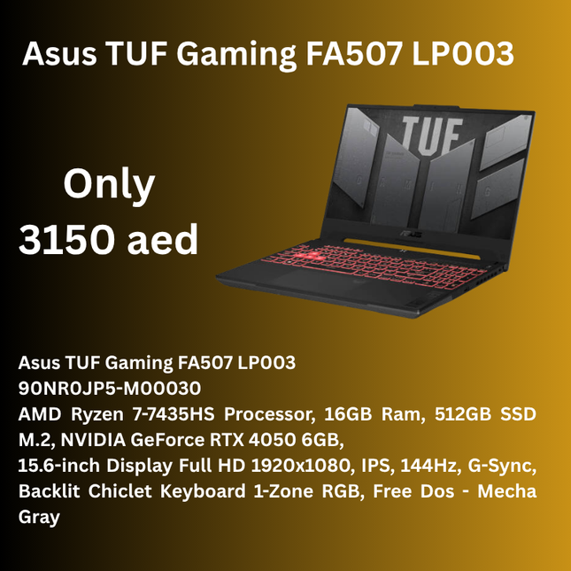 Asus TUF Gaming FA507 LP003 90NR0JP5-M00030 AMD Ryzen 7-7435HS Processor