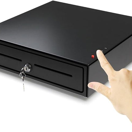 16Inch Manual Key & Push-Button Release Lock Cash Drawer Tray, Heavy Duty, with 5 Bills & 8 Coins Removable Tray