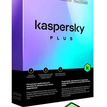 Kaspersky Plus Internet Security for 3 Devices - 2 Private Password Vaults - 1 Year