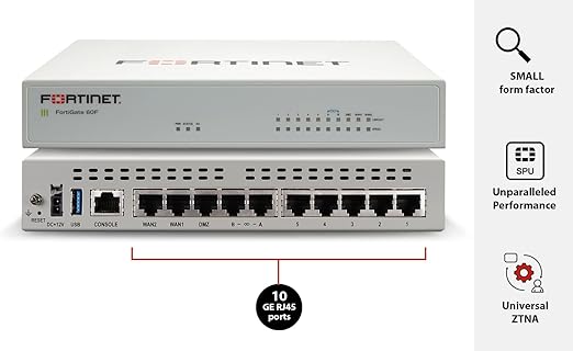 FORTINET FortiGate-60F Hardware plus 1 Year 24x7 FortiCare and FortiGuard Unified Threat Protection (UTP)