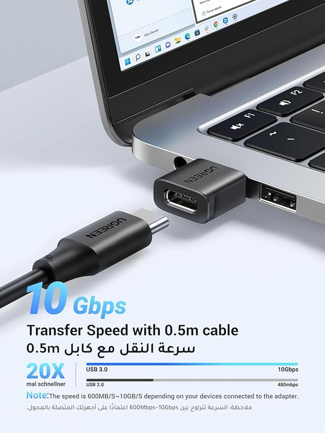 UGREEN USB C to USB Adapter 2Pack 10Gbps Type C to A Connector, C Female to A Male Adapter, TypeC Converter for iPhone17 Pro Max,iPad Pro Air, Galaxy S23 S24 Ultra