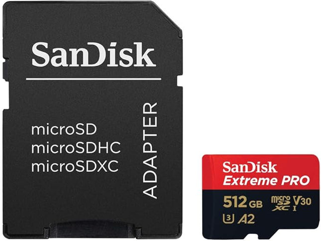 SanDisk 512GB Extreme Pro microSD UHS I Card for 4K Video on Smartphones, Action Cams & Drones 200MB/s Read