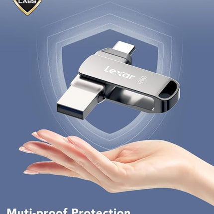 Lexar 256GB USB 3.1 Flash Drive, USB-A & USB C USB Stick up to 130MB/s Read, Type-C Thumb Drive Swivel Design, Jump Drive for USB3.0