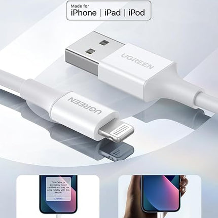 UGREEN iPhone Charger Cable 1M [MFi Certified] Lightning Cable 2.4A, USB A to Lightning Cord Power Delivery PD 20W, Compatible for iPhone 14/14 Pro/Plus/Pro Max,