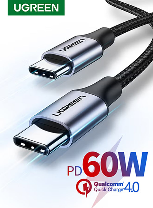 Ugreen 60W USB-C to USB-C 2.0 Fast Charging Cable - Nylon Braided (2M)