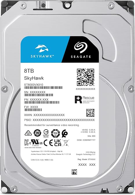Seagate SkyHawk 8TB Surveillance Hard Drive – SATA III, 256MB Cache, 5400 RPM, 64-Camera Support | ST8000VX010