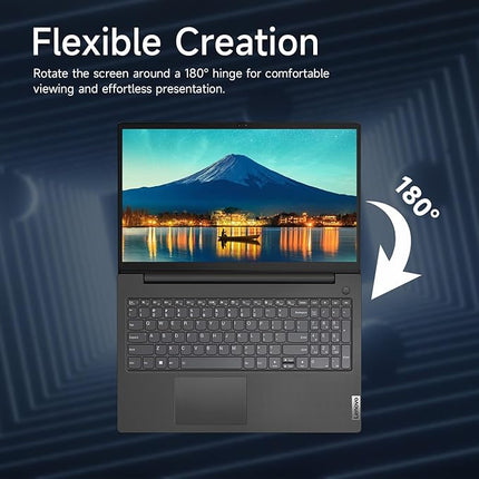 Laptop with a 180-degree hinge feature on a dark blue background