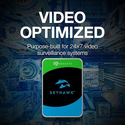 Seagate SkyHawk 8TB Surveillance Hard Drive – SATA III, 256MB Cache, 5400 RPM, 64-Camera Support | ST8000VX010