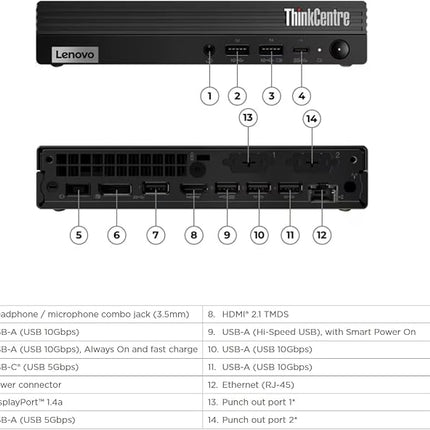 Lenovo ThinkCentre M70q Tiny Gen 6 Desktop, Intel Core Ultra 5 255T, 8GB RAM, 512GB SSD, DOS