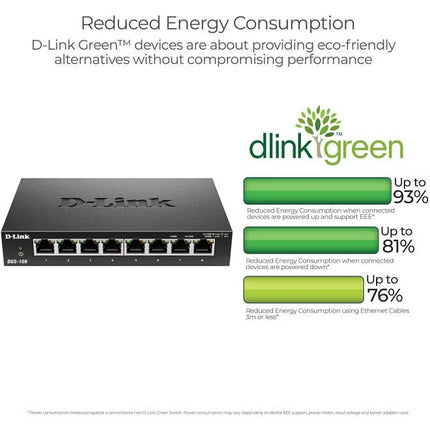 D-Link 8 Port Gigabit Unmanaged Metal Desktop Switch | DGS-108 Black