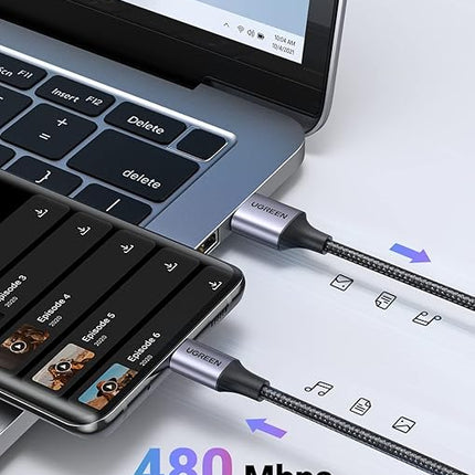 UGREEN Type C Cable 1M USB C Cable Nylon Braided Fast Charging USB-C Cord for IPhone,RedMi,Huawei ipad, honor, samsung, oppo