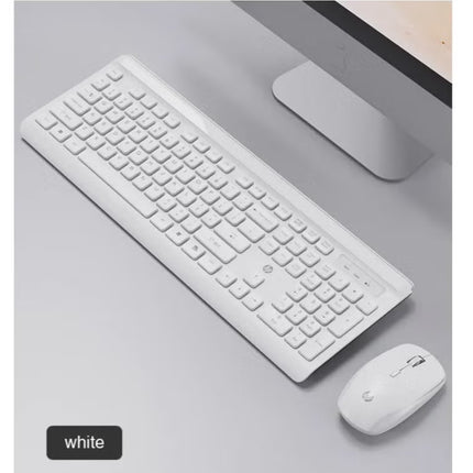 HP CS500 wireless keyboard and mouse combo with 104 keycaps keyboard, plug & play, ergonomic design mouse for office home computer pc laptop WHITE